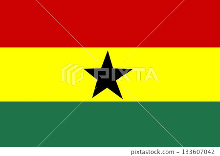 Flat design national flag is showing tricolor stripes with black star on transparent background 133607042