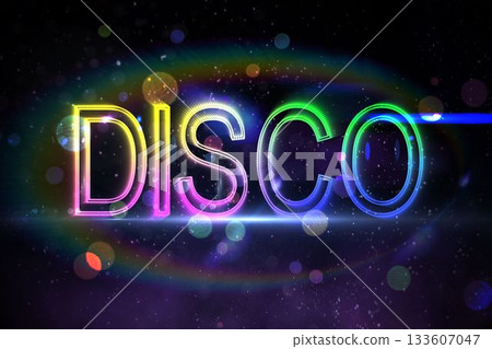 Digitally generated colourful disco text 133607047