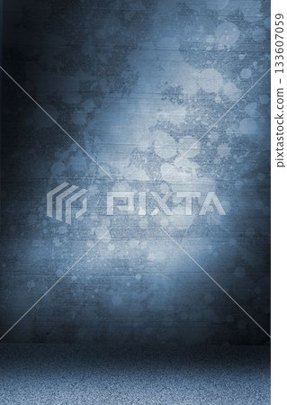Flat design is showing textured concrete wall and speckled floor under soft overhead lighting 133607059