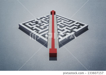 Red arrow cutting through puzzle 133607157