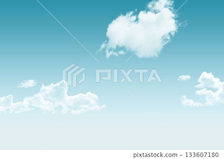 Large fluffy cumulus cloud is hovering in flat design gradient blue sky with small cloud clusters Large fluffy cumulus cloud is hovering in flat design gradient blue sky with small cloud clusters 133607180