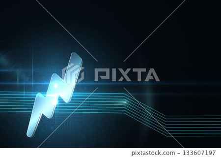 Flash of lightning on futuristic background 133607197