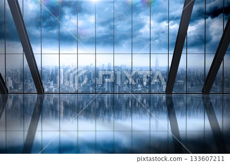Room with large window looking on city Room with large window looking on city 133607211