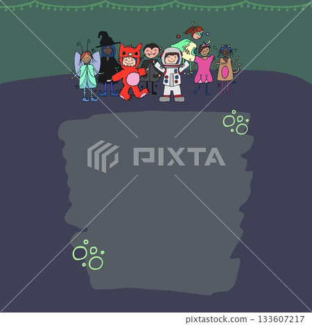 Illustration of kids in Halloween costume 133607217