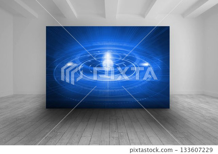 Room with blue futuristic picture Room with blue futuristic picture 133607229