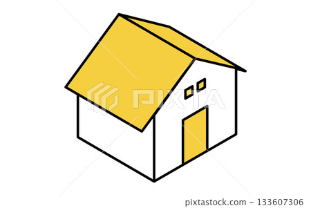 Real estate purchase, detached house simple line drawing isometric illustration 133607306