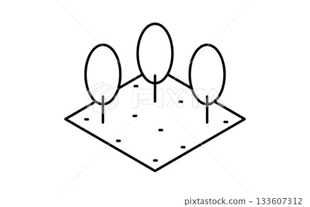 Real estate purchase, farmland simple line art isometric illustration, black and white Real estate purchase, farmland simple line art isometric illustration, black and white 133607312