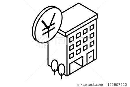 Real estate purchase, profitable investment apartment simple line drawing isometric illustration, black and white Real estate purchase, profitable investment apartment simple line drawing isometric illustration, black and white 133607320