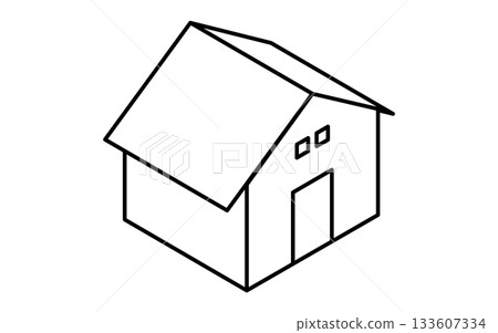 房地產購買，獨立式住宅簡線等距插圖，黑白 133607334