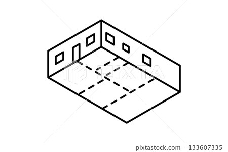 房地產購買,平面圖簡線等距插圖,黑白 房地產購買,平面圖簡線等距插圖,黑白 133607335