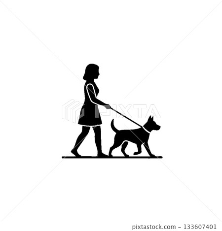 Silhouette illustration of a dog walking 133607401