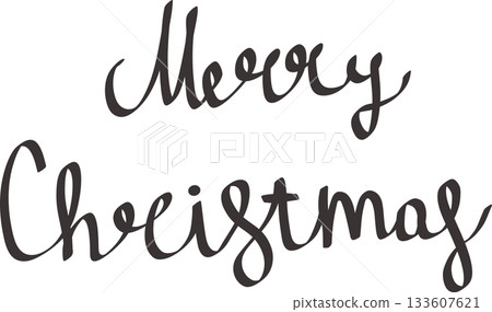 Handwritten lettering with a Christmas theme, in black color Handwritten lettering with a Christmas theme, in black color 133607621