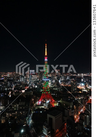 Christmas tree-colored Tokyo Tower seen from Azabudai Hills November Minato Ward 2244 Christmas tree-colored Tokyo Tower Christmas tree-colored Tokyo Tower seen from Azabudai Hills November Minato Ward 2244 Christmas tree-colored Tokyo Tower 133607641