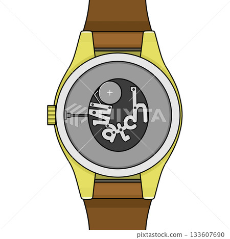 Image of the inside of an analog watch (battery replacement, watch) 133607690