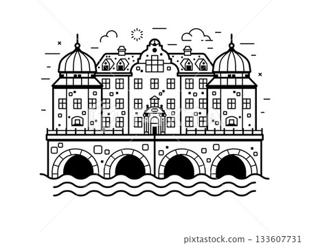 Swedish Palace Icon Inspired by Vadstena Castle 133607731