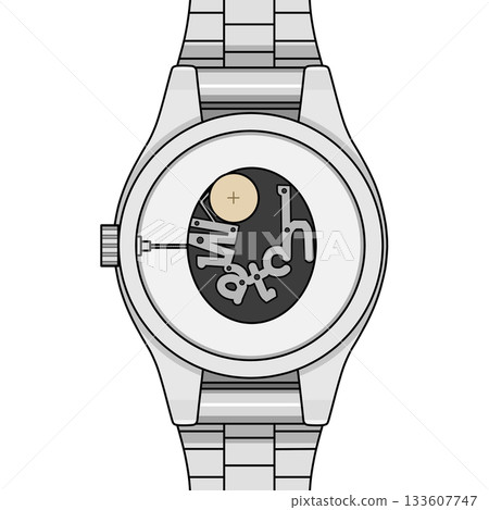 Image of the inside of an analog watch (battery replacement, watch) 133607747