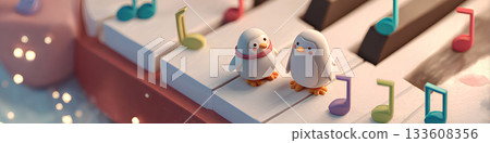 與企鵝和音符一起欣賞鋼琴(3D)Mamio Design 治癒系動物系列 與企鵝和音符一起欣賞鋼琴(3D)Mamio Design 治癒系動物系列 133608356