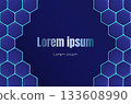 Dark Blue Hexagon Grid Vector Background with Neon Glow Border 133608990