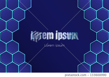 Dark Blue Hexagon Grid Vector Background with Neon Glow Border Dark Blue Hexagon Grid Vector Background with Neon Glow Border 133608990