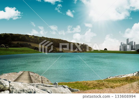 Scenic backdrop on a sunny day 133608994