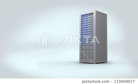 Digitally generated grey server tower 133609017
