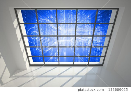 Glowing key seen through window 133609025