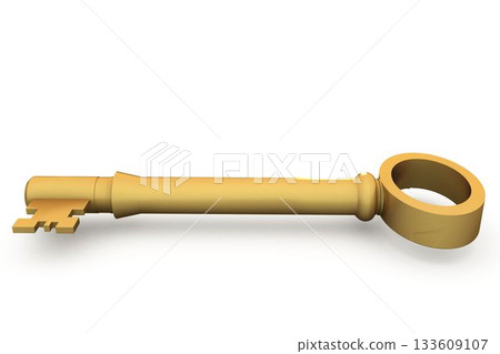 Digitally generated shiny gold key 133609107