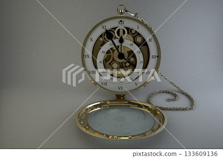 Old-fashioned pocket clock with chain Old-fashioned pocket clock with chain 133609136