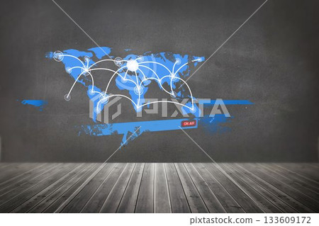 Splash on wall revealing technology interface Splash on wall revealing technology interface 133609172