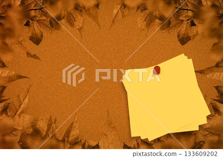 Autumn leaves with yellow note Autumn leaves with yellow note 133609202
