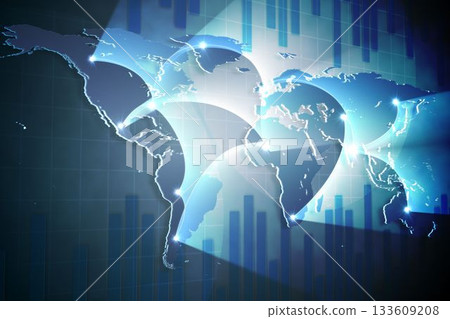 Global business graphic in blue Global business graphic in blue 133609208