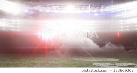 Digitally generated image of illuminated stadium Digitally generated image of illuminated stadium 133609302