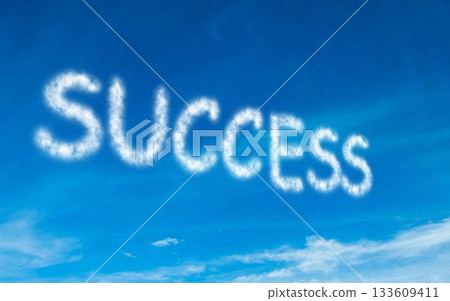 Success written in white in sky Success written in white in sky 133609411