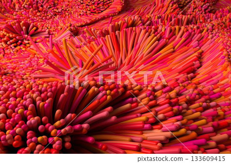 High angle view of red fiber optic High angle view of red fiber optic 133609415