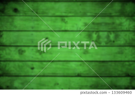 Vector design is showing horizontal green wooden planks with weathered grain knots and blur effect 133609460