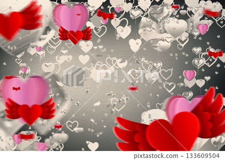 Digitally generated love heart pattern 133609504