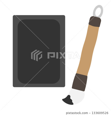 Brush and inkstone illustration 133609526