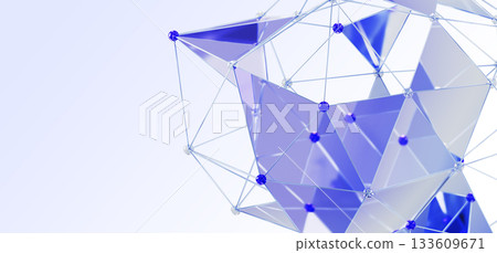 Futuristic technology background with glass polygon mesh. Wireframe 3d sphere of dots and lines. Abstract geometric grid of transparent triangle shapes with purple blue gradient. 3D illustration Futuristic technology background with glass polygon mesh. Wireframe 3d sphere of dots and lines. Abstract geometric grid of transparent triangle shapes with purple blue gradient. 3D illustration 133609671