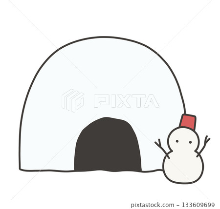 雪人插圖和戴紅帽子的雪人 雪人插圖和戴紅帽子的雪人 133609699
