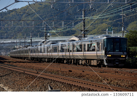 12 cars of the 223 series special rapid train running on the Tokaido Line 12 cars of the 223 series special rapid train running on the Tokaido Line 133609711