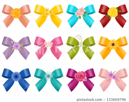 ribbon with flowers 133609796