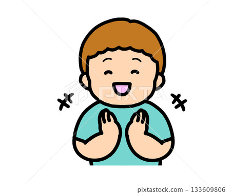 Brown-haired boy clapping Brown-haired boy clapping 133609806