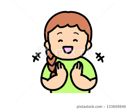 Brown-haired girl clapping Brown-haired girl clapping 133609846