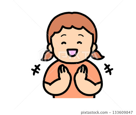 Brown-haired girl clapping 133609847