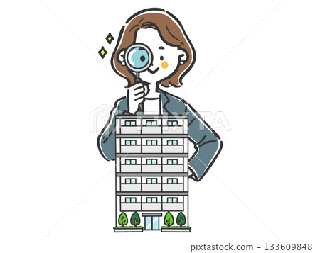 Female staff assessing an apartment Vector 133609848