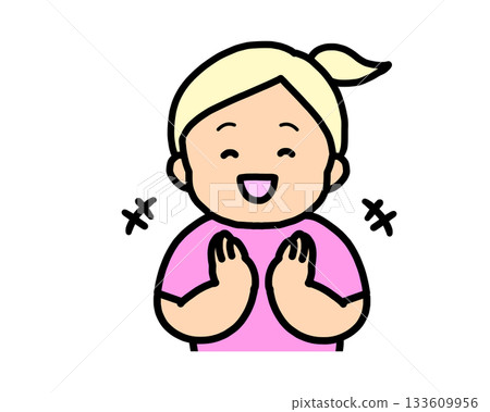 Clapping blonde girl 133609956