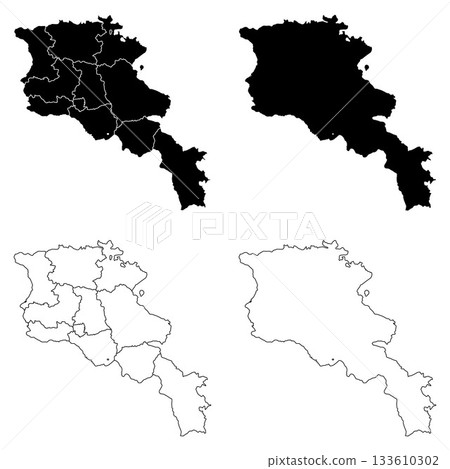 Armenia Outline and Solid Fill Map Set. 133610302