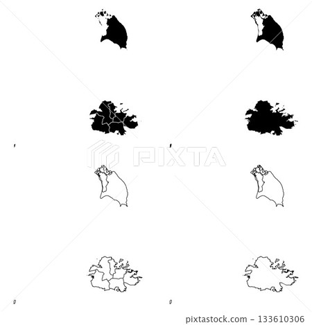 Antigua and Barbuda Outline and Solid Fill Map Set. 133610306