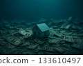 Survival finance concept of a house buried underwater in banknotes 133610497