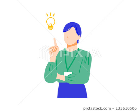 Facial expression illustration of a businesswoman working in a company. Flat design 133610506
